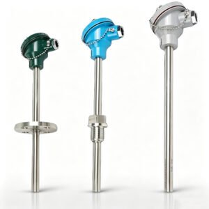 Assembled PT100 RTD Temperature Sensor, Flange / Thread Mount Industrial Temperature Probe With Connection Head